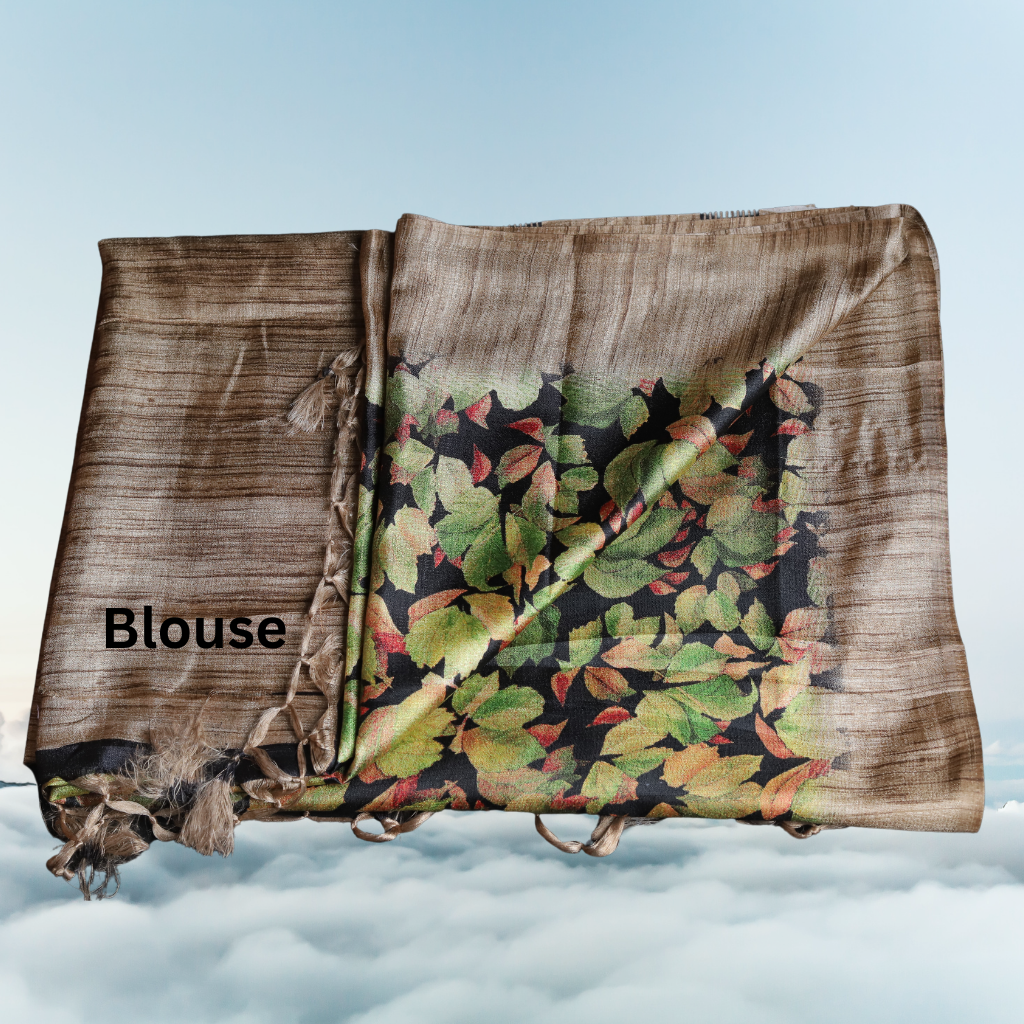 Jute Silk Saree with Digital print and Black colour - Image 5