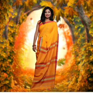 Maheswari Pure Cotton Saree -Yellow colour