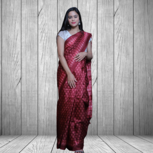 Jute Silk Saree with Digital print and Maroon colour