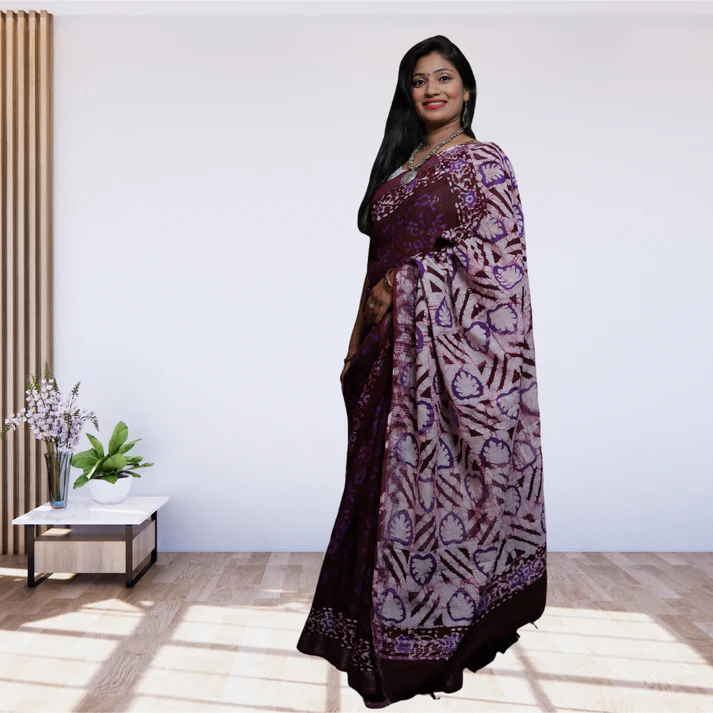 Bagru Linen Saree