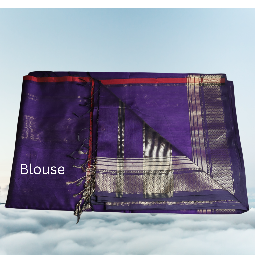 Maheshwari Silk by Cotton saree with Bootie and Purple colour - Image 5
