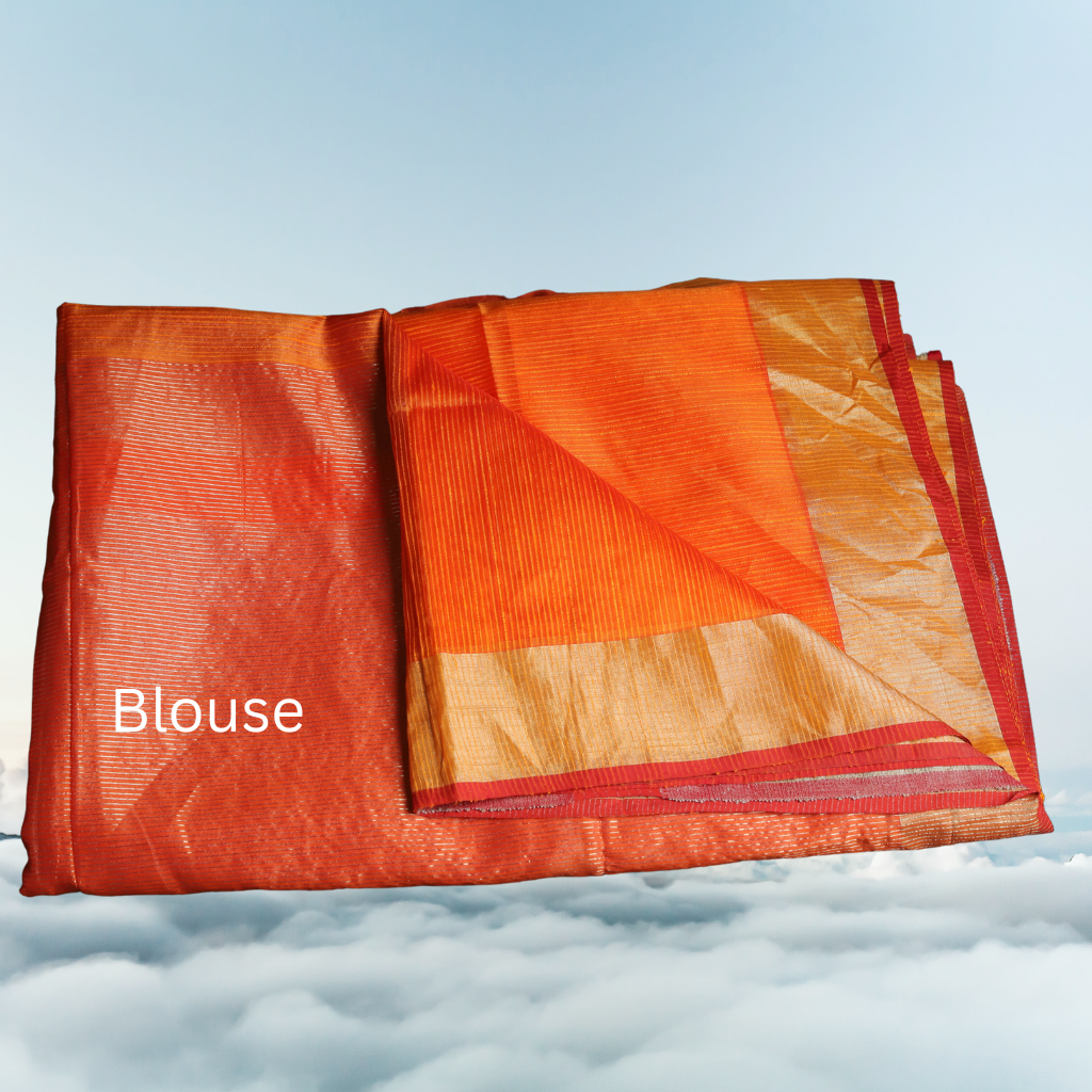 Matka Silk Saree with Orange colour - Image 5