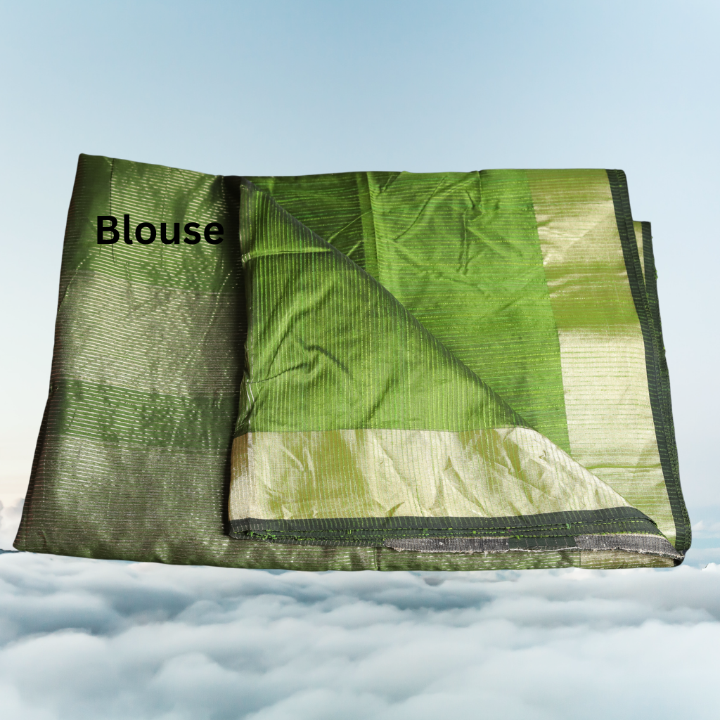 Matka Silk Saree with Mehendi Green colour - Image 5