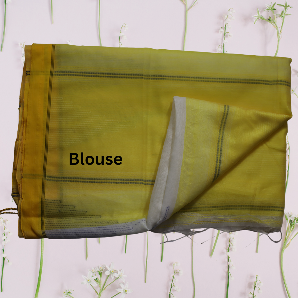 Handloom Cotton Silk saree -White colour - Image 5