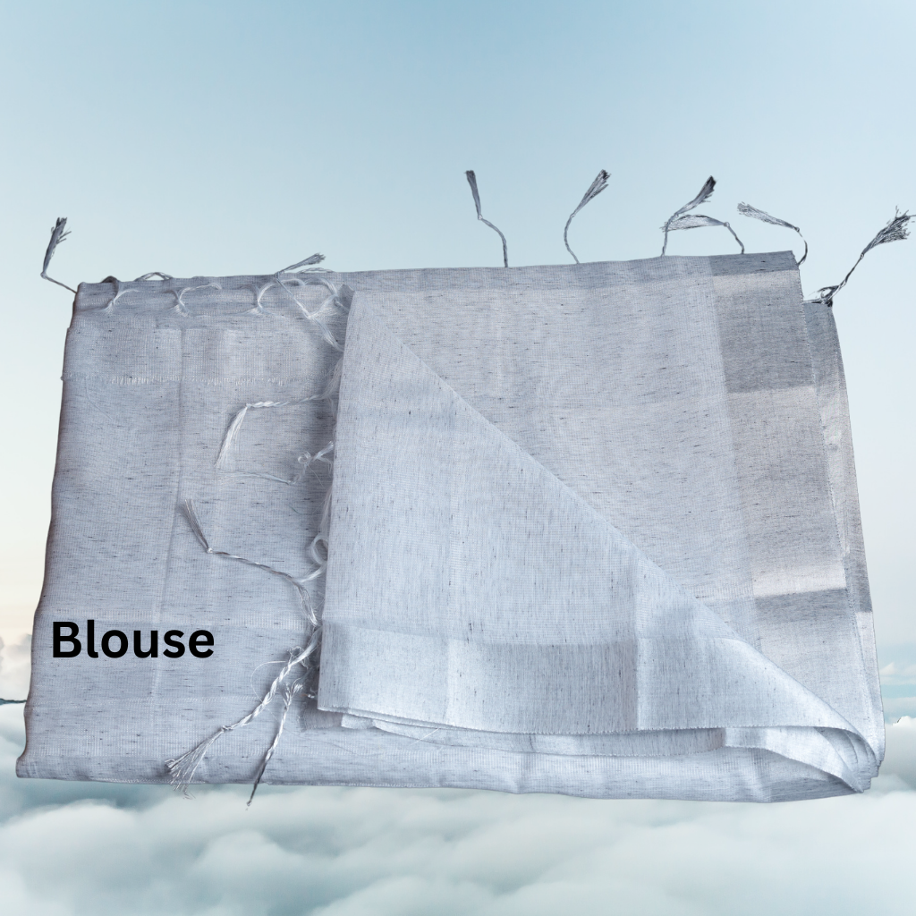 Tissue Linen Saree -Grey Colour - Image 5