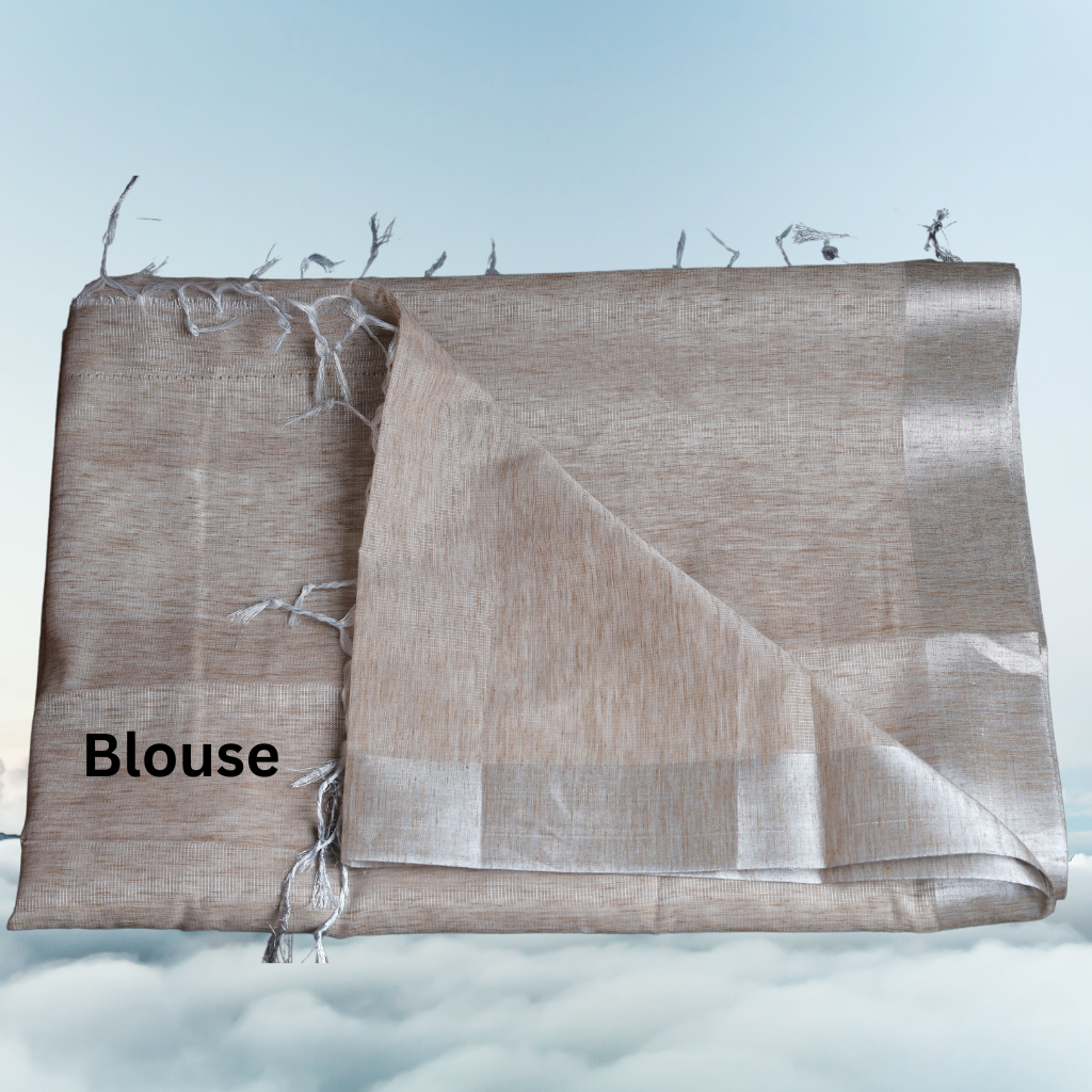 Tissue Linen Saree-Light Brown colour - Image 5